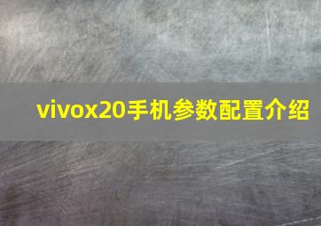 vivox20手机参数配置介绍