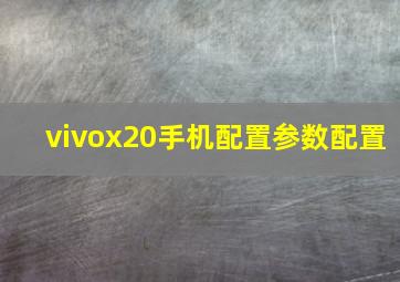 vivox20手机配置参数配置