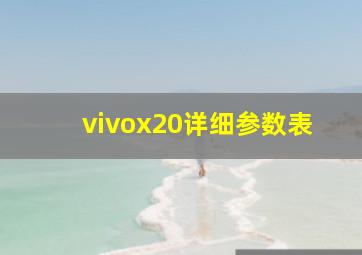 vivox20详细参数表