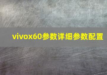 vivox60参数详细参数配置