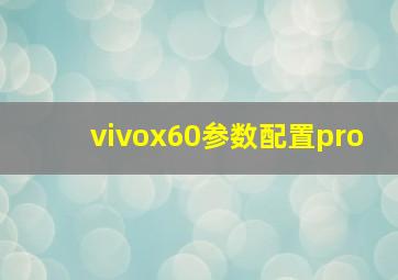 vivox60参数配置pro