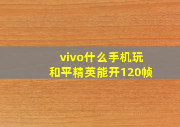 vivo什么手机玩和平精英能开120帧