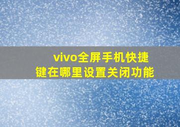 vivo全屏手机快捷键在哪里设置关闭功能