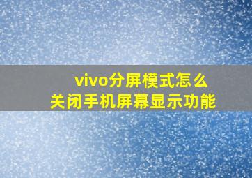 vivo分屏模式怎么关闭手机屏幕显示功能