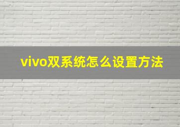 vivo双系统怎么设置方法