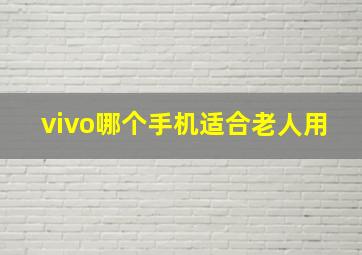 vivo哪个手机适合老人用