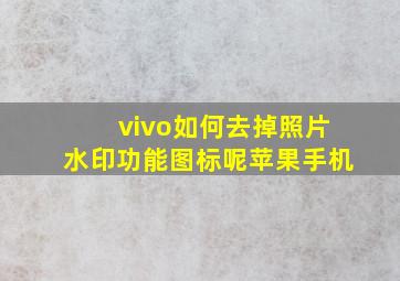 vivo如何去掉照片水印功能图标呢苹果手机