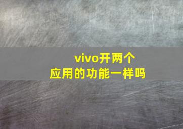 vivo开两个应用的功能一样吗