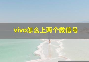 vivo怎么上两个微信号