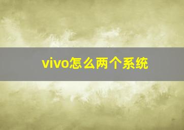 vivo怎么两个系统