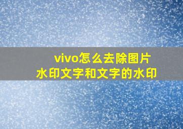 vivo怎么去除图片水印文字和文字的水印