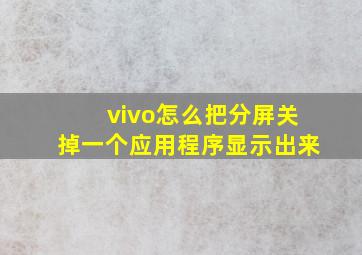 vivo怎么把分屏关掉一个应用程序显示出来