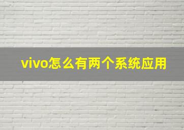 vivo怎么有两个系统应用