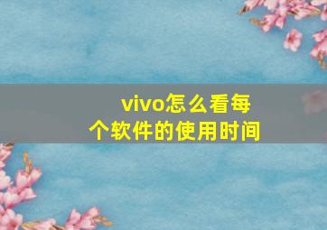 vivo怎么看每个软件的使用时间