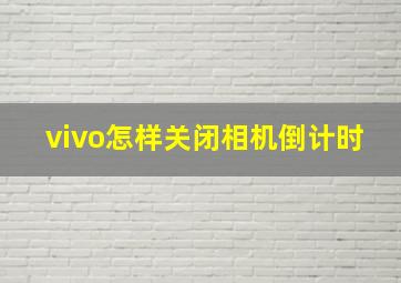 vivo怎样关闭相机倒计时