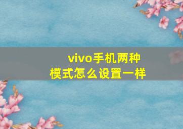 vivo手机两种模式怎么设置一样