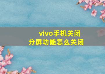 vivo手机关闭分屏功能怎么关闭