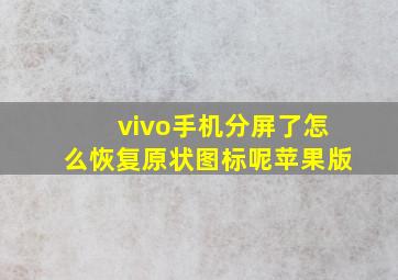 vivo手机分屏了怎么恢复原状图标呢苹果版