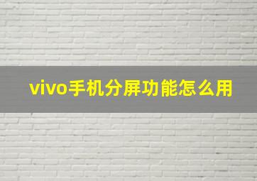 vivo手机分屏功能怎么用