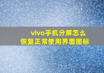 vivo手机分屏怎么恢复正常使用界面图标