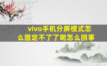 vivo手机分屏模式怎么固定不了了呢怎么回事