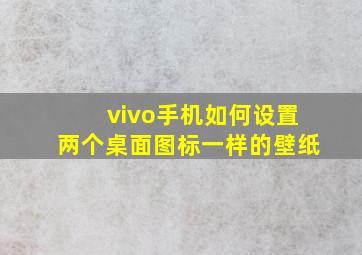 vivo手机如何设置两个桌面图标一样的壁纸