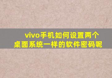 vivo手机如何设置两个桌面系统一样的软件密码呢