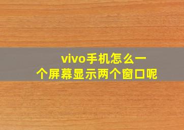 vivo手机怎么一个屏幕显示两个窗口呢