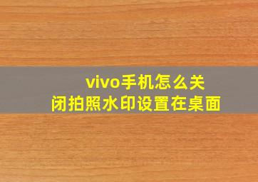 vivo手机怎么关闭拍照水印设置在桌面