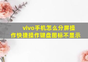 vivo手机怎么分屏操作快捷操作键盘图标不显示