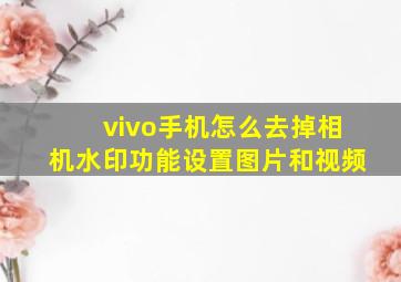 vivo手机怎么去掉相机水印功能设置图片和视频