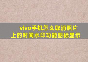 vivo手机怎么取消照片上的时间水印功能图标显示