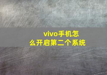 vivo手机怎么开启第二个系统