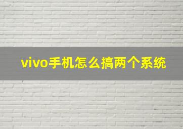 vivo手机怎么搞两个系统