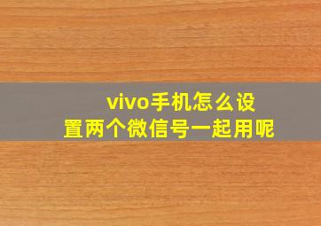 vivo手机怎么设置两个微信号一起用呢