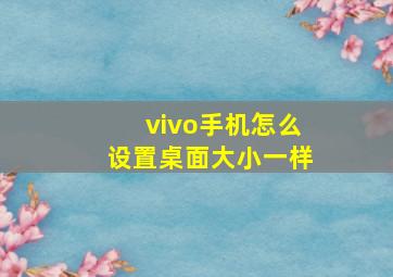 vivo手机怎么设置桌面大小一样