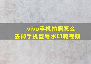 vivo手机拍照怎么去掉手机型号水印呢视频