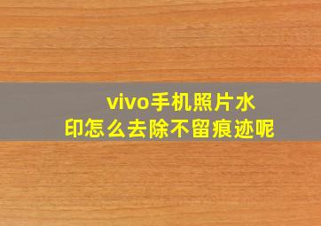 vivo手机照片水印怎么去除不留痕迹呢