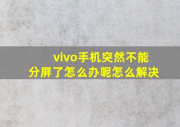 vivo手机突然不能分屏了怎么办呢怎么解决