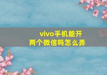 vivo手机能开两个微信吗怎么弄