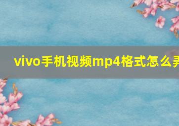 vivo手机视频mp4格式怎么弄