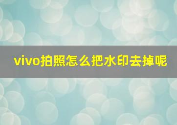 vivo拍照怎么把水印去掉呢