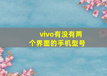 vivo有没有两个界面的手机型号