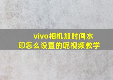 vivo相机加时间水印怎么设置的呢视频教学