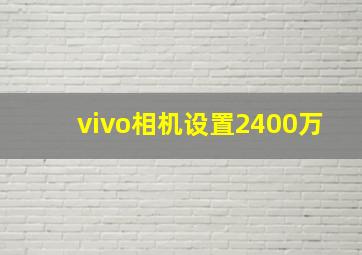 vivo相机设置2400万