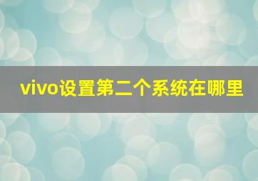 vivo设置第二个系统在哪里