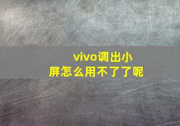 vivo调出小屏怎么用不了了呢