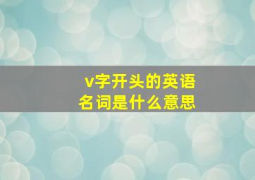 v字开头的英语名词是什么意思