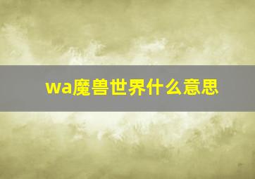 wa魔兽世界什么意思