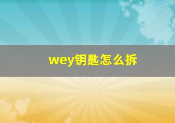 wey钥匙怎么拆